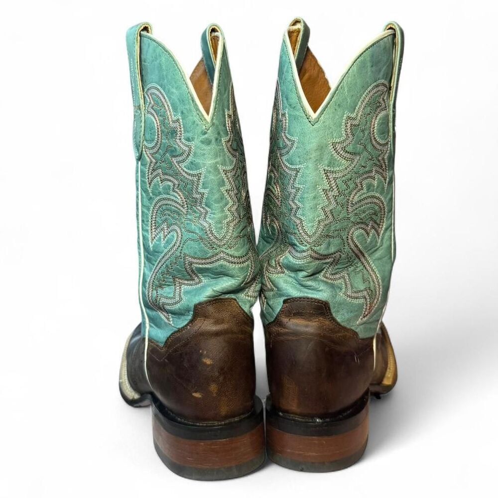 Dan Post Babs DP4937 Western Boots Womens 7.5 Brown Turquoise Square Toe Cowgirl - Picture 7 of 8